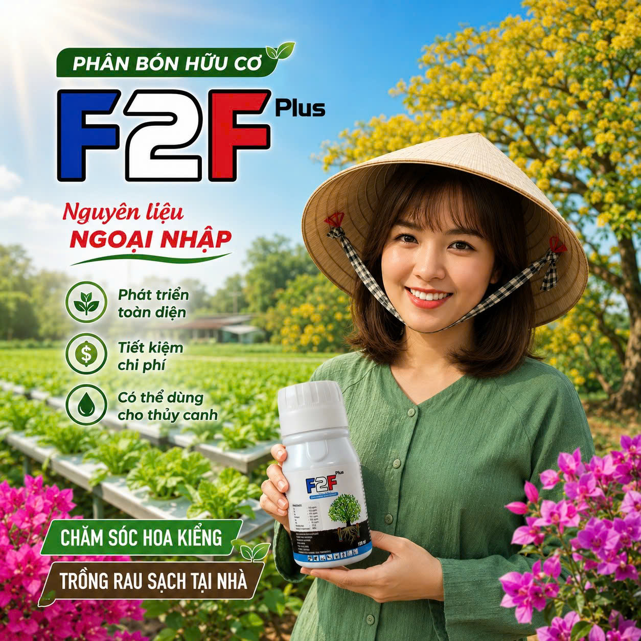 Phân bón hữu cơ F2F Plus - Chai 100ml